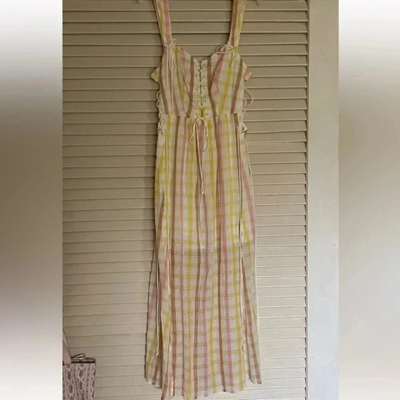 For Love and Lemons Rue Plaid Slit Midi Dress - Medium NWT - Picture 6 of 9